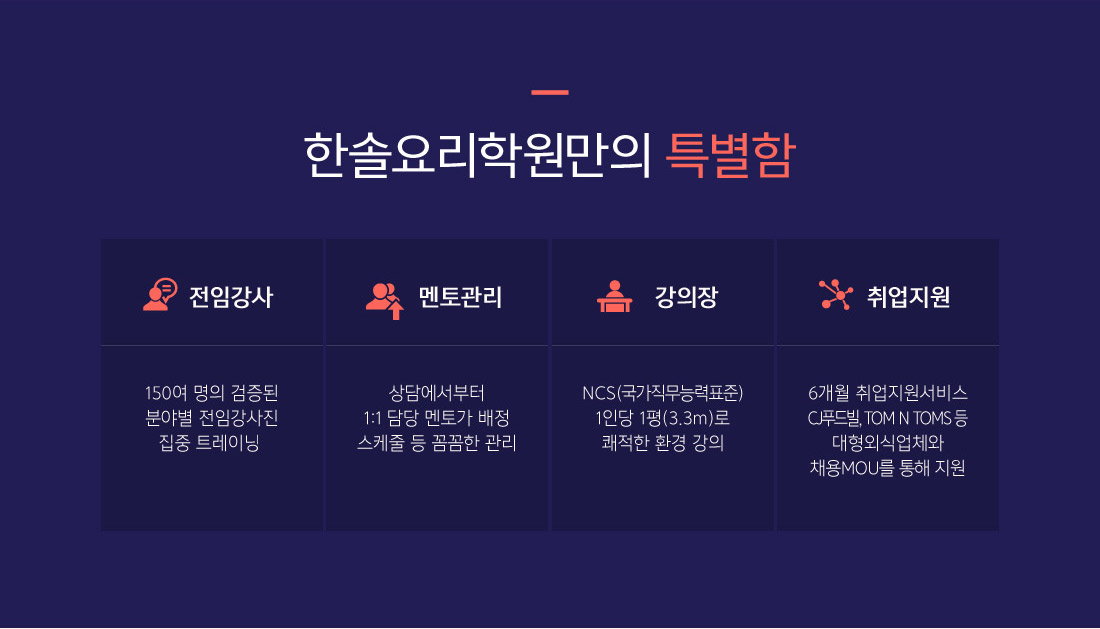 한솔요리학원만의 특별함